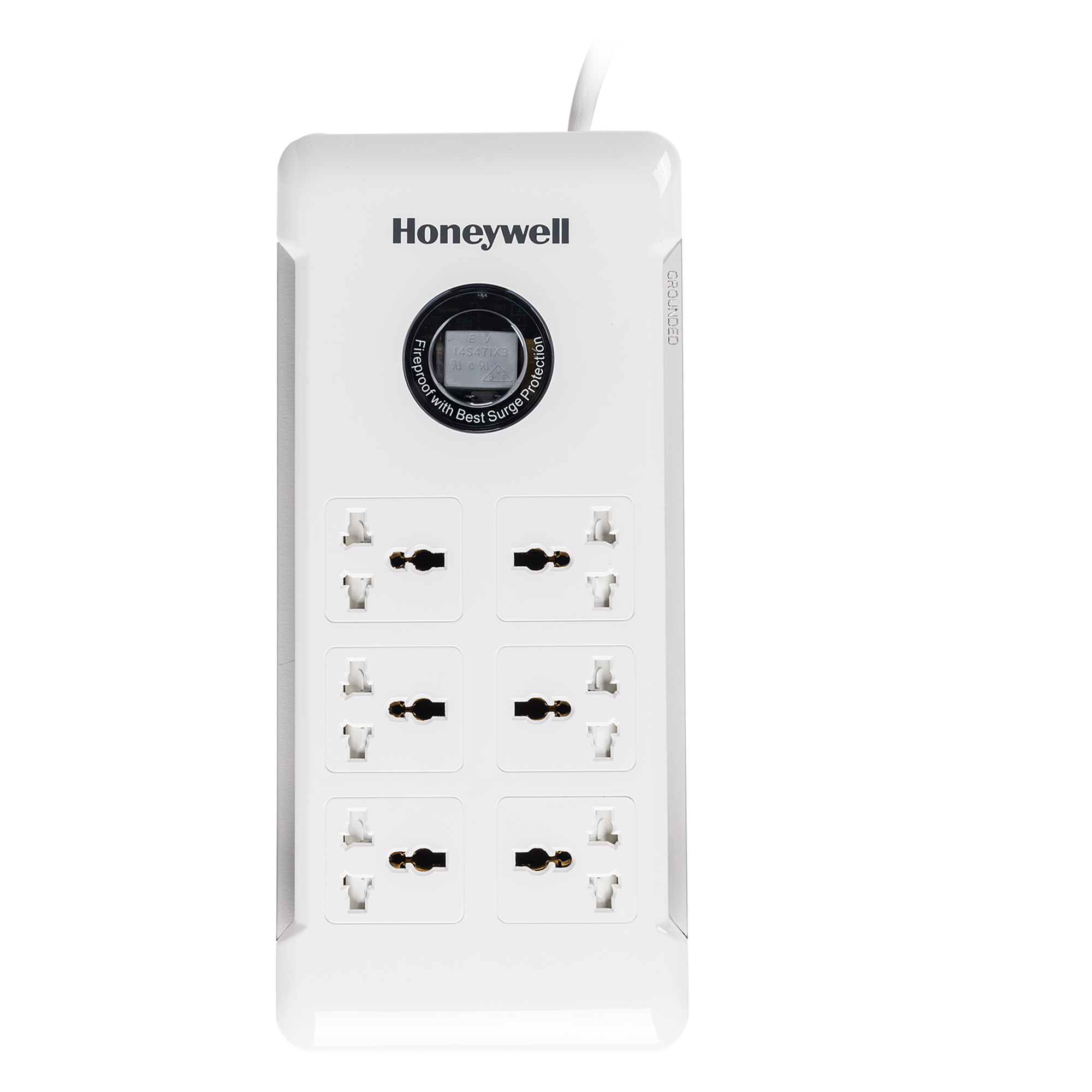 Honeywell Surge Protector with 6 Universal Sockets and 1.5 Meter Cord - White