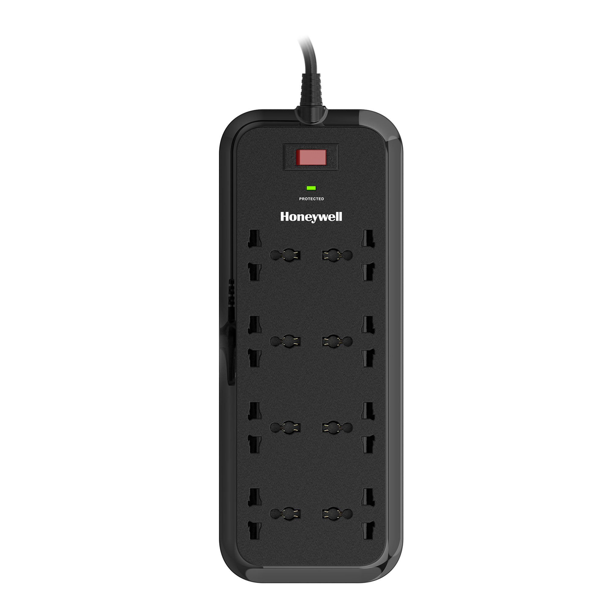 Honeywell Surge Protector with 8 Universal Sockets and 2 Meter Cord - Black