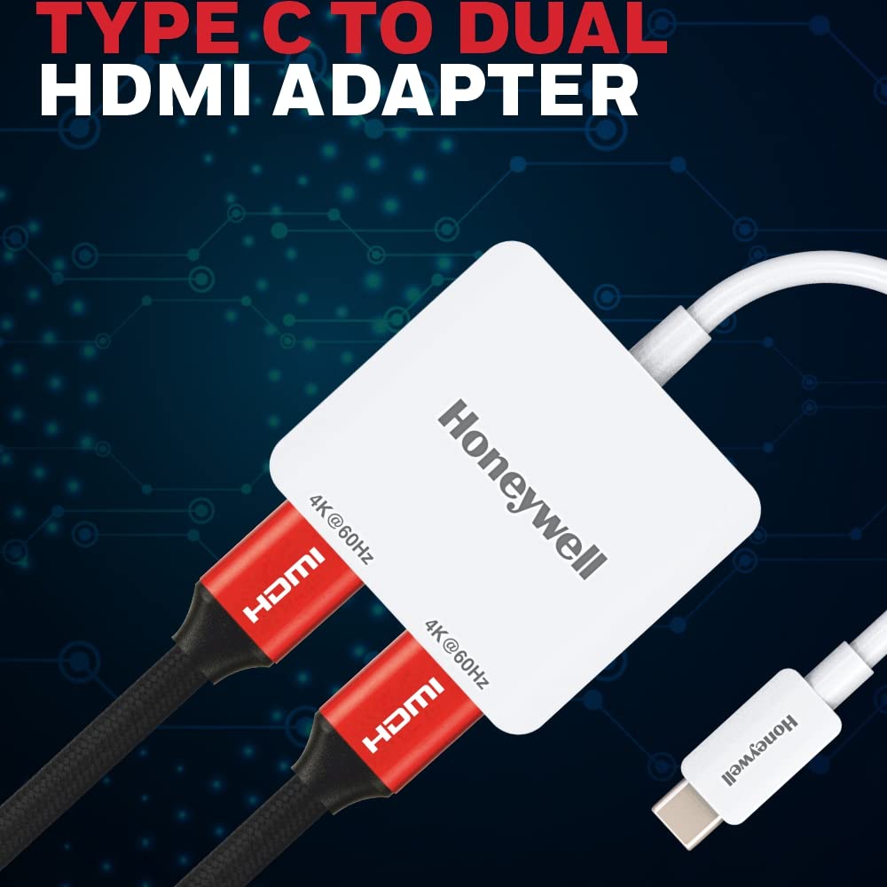 Honeywell Type C to Dual HDMI Adapter with UHD resolution 4K x 2K@60Hz.