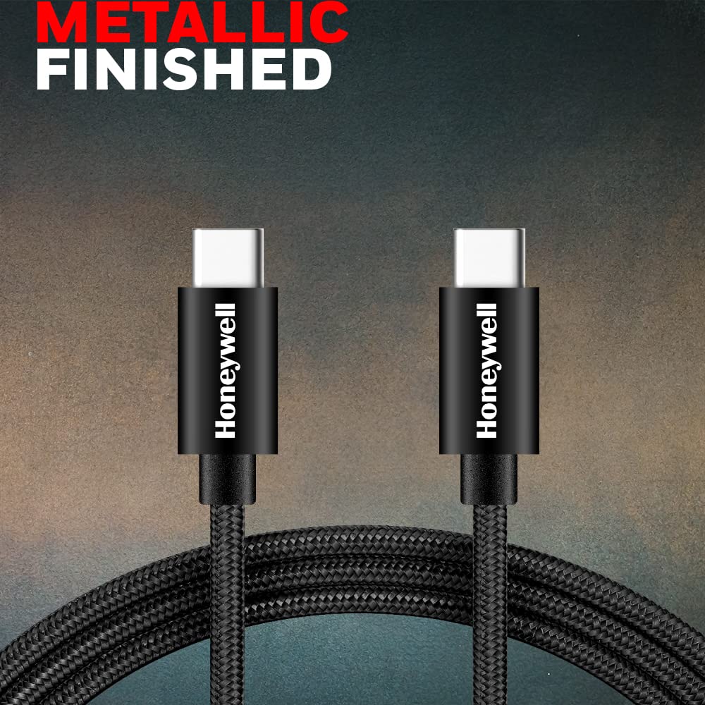 Honeywell Type C to Type C (USB 3.0 Cable), Fast Charging Braided Cable, 4 Feet/1.2M - Black