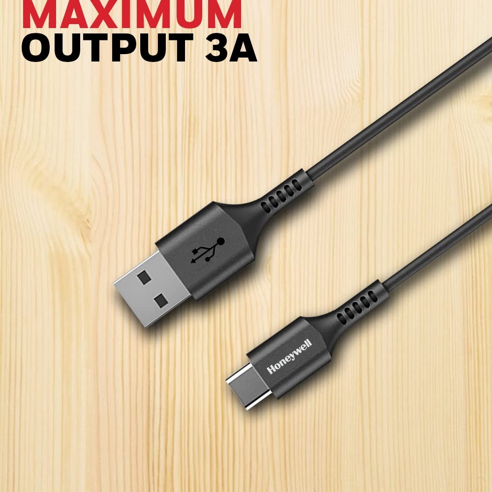 Honeywell USB 2.0 to Type C Fast Charging Silicone Cable, PD 60W, QC 3.0, 6 Feet/1.8M - Black