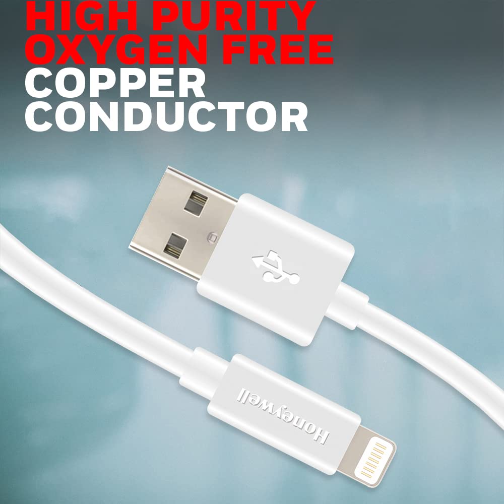 Honeywell USB 2.0 to Lightning cable, (Apple MFI-Certified), 1.2 Meter - White