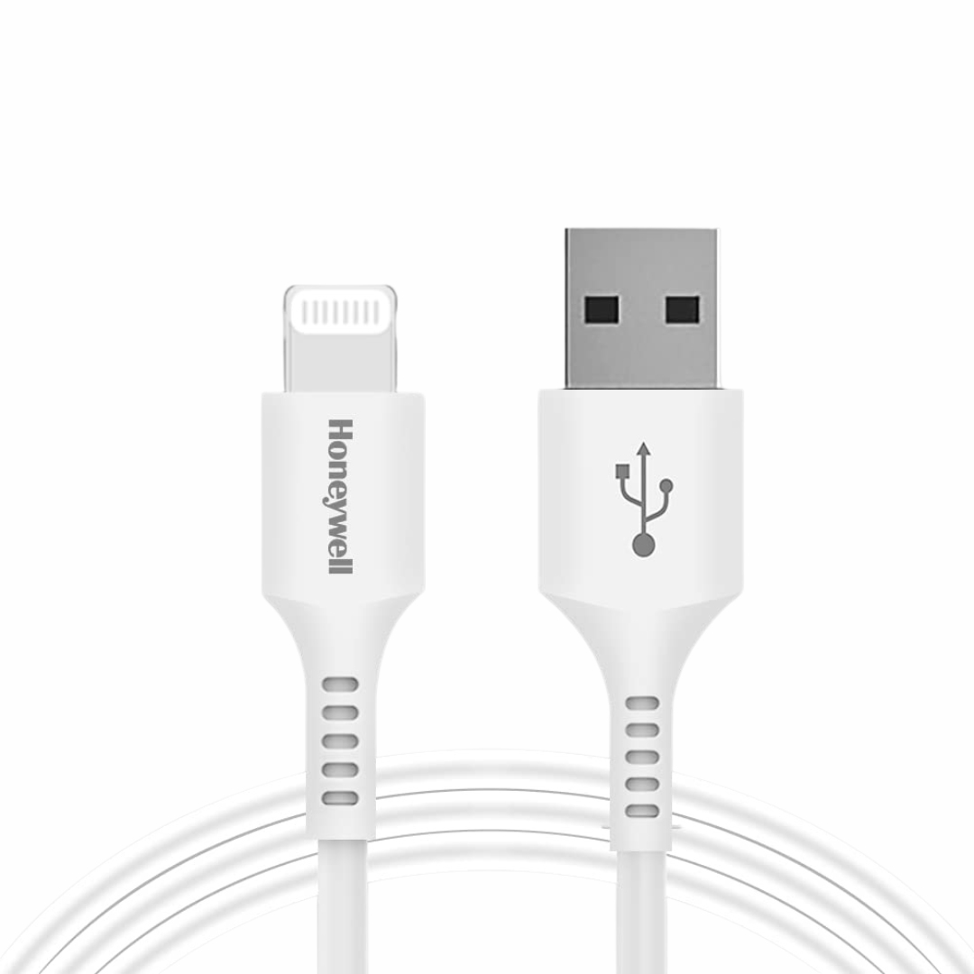 Honeywell USB to Lightning, Fast Charging Cable (Apple MFI-Certified), QC 3.0, Silicone, 6 Feet/1.8M - White