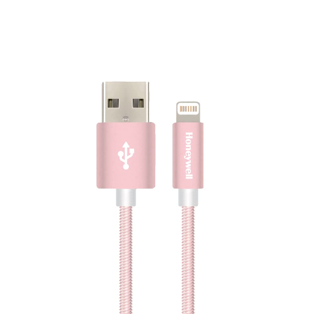 Honeywell USB 2.0 to Lightning, Fast Charging Cable (Apple MFI-Certified), Nylon-Braided, 4 Feet/1.2M – Rose Gold