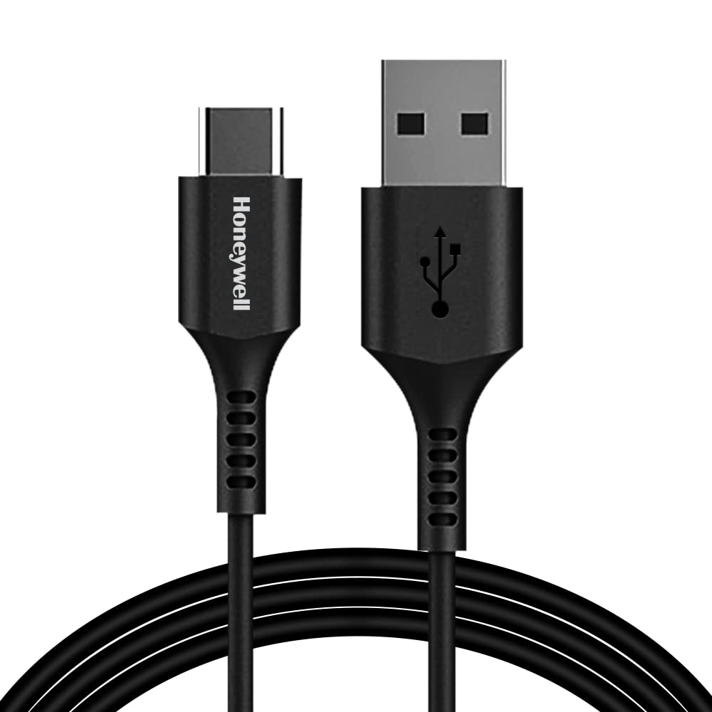 Honeywell USB 2.0 to Type C Fast Charging Silicone Cable, PD 60W, QC 3.0, 6 Feet/1.8M - Black