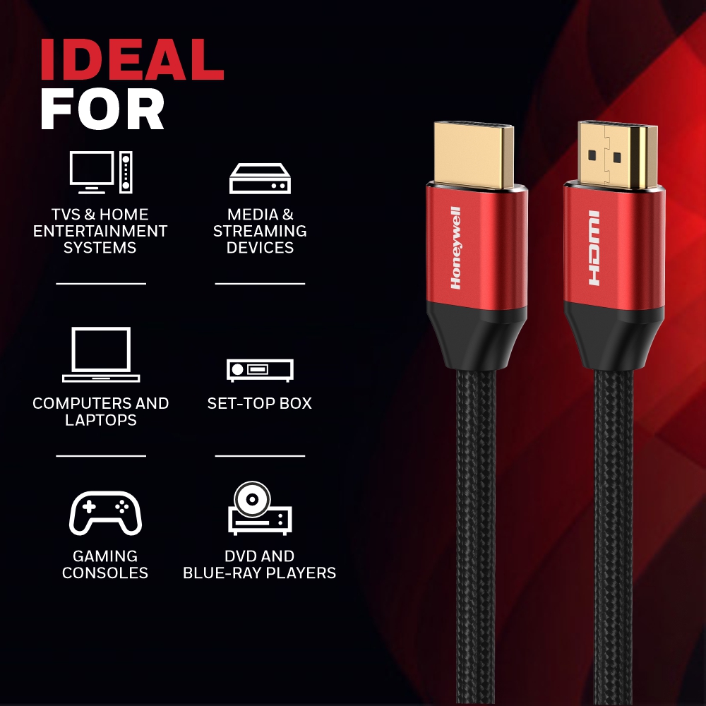 Honeywell HDMI Cable 2.1 with Ethernet- 1 Meter