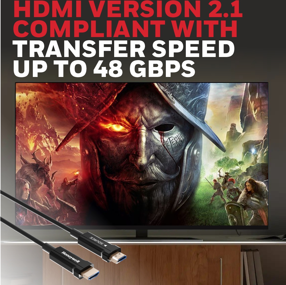 Honeywell HDMI AOC 2.1 Complaint, 48GBPS Speed,8K@60Hz UHD - 30 Meters
