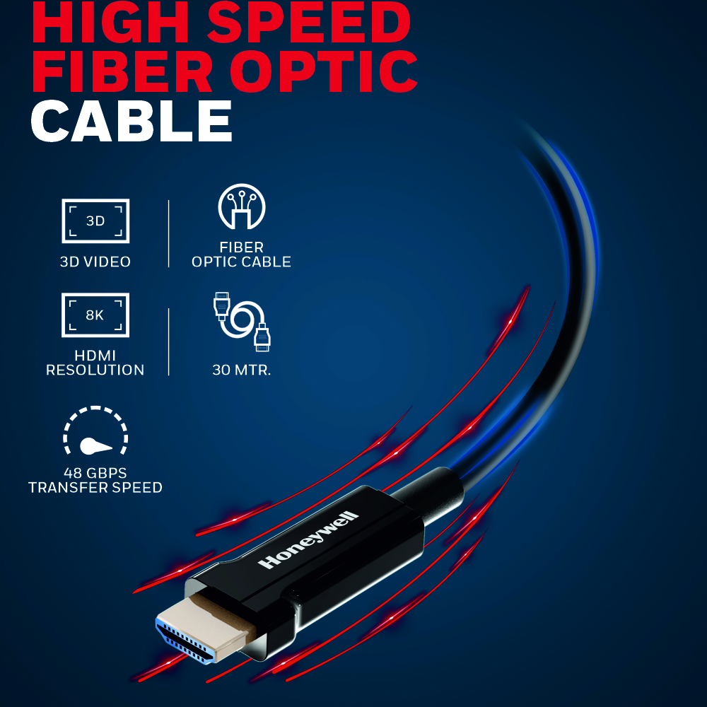 Honeywell HDMI AOC 2.1 Complaint, 48GBPS Speed,8K@60Hz UHD - 50 Meters