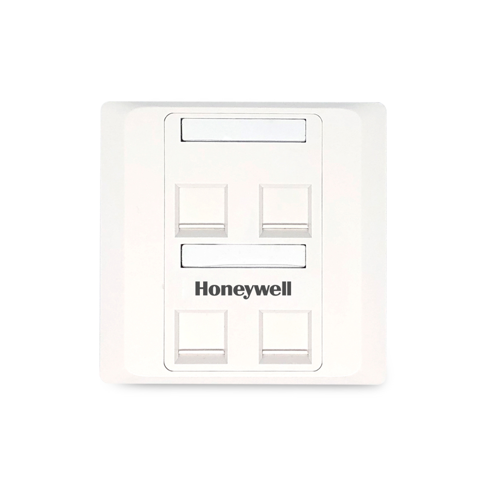 Honeywell Square Face Plate for Holding Quad Keystone Jack UTP and STP