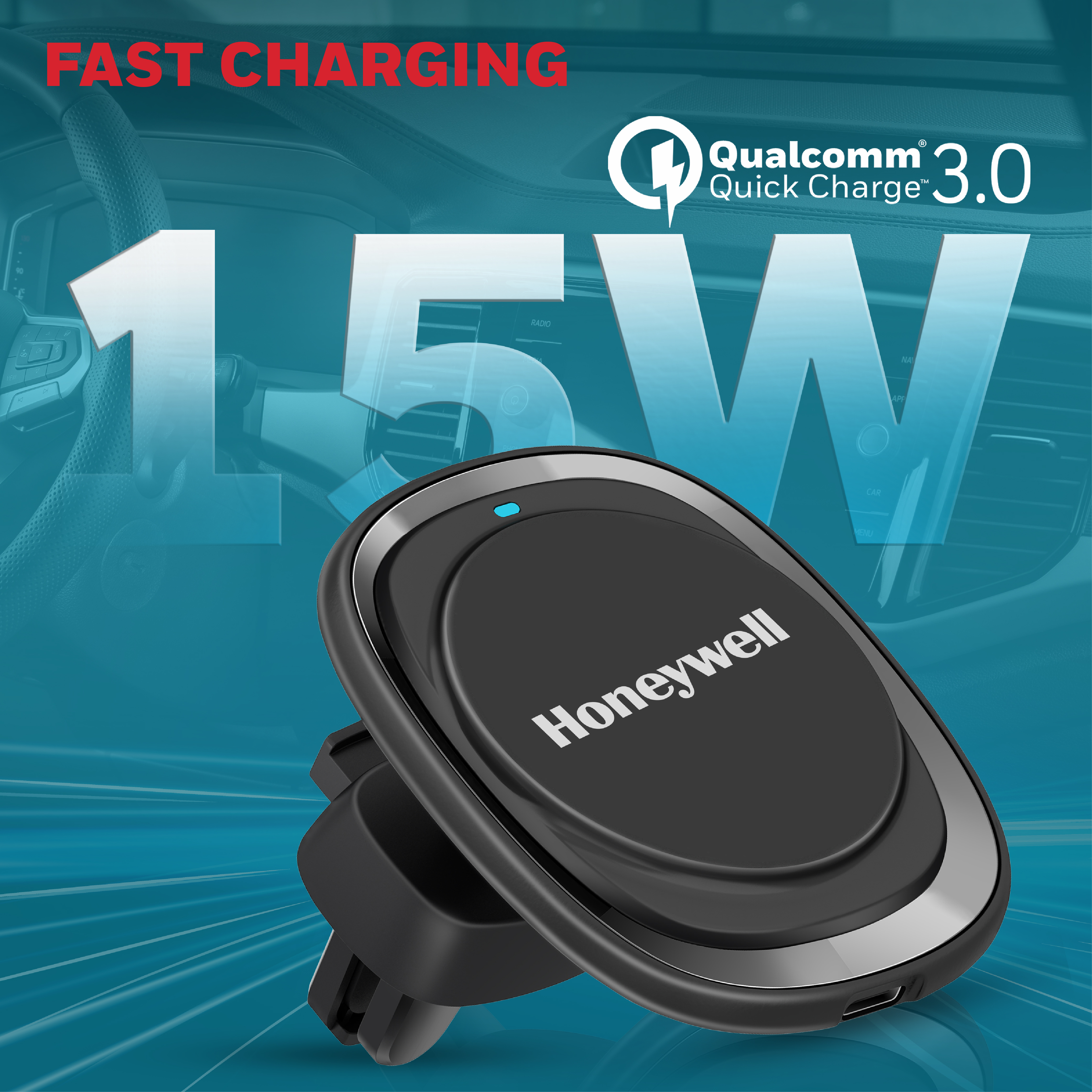 Honeywell Zest MagSafe Phone Mount Car Charger - 15W